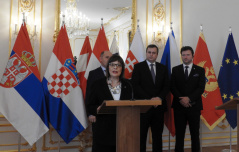 13 February 2019 Speaker Gojkovic at the end of the meeting of the parliament speakers of the Slavkov Group with the topic “EU Enlargement: support for the integration process”